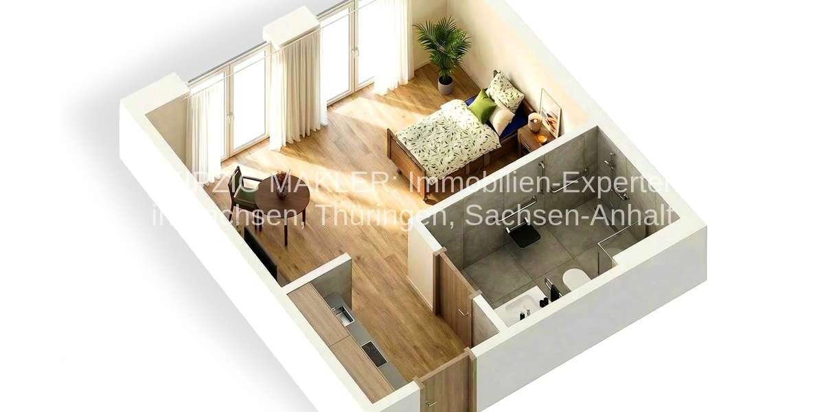 Etagenwohnung Zwenkau - 1 Zimmer, 40 m&sup2;, 988&euro; | Angebot:26745646