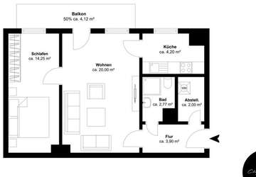 Wohnung Leipzig / Leipzig Südvorstadt Leipzig Südvorstadt - 2 Zimmer, 52 m&sup2;, 649&euro; | Angebot:27686924