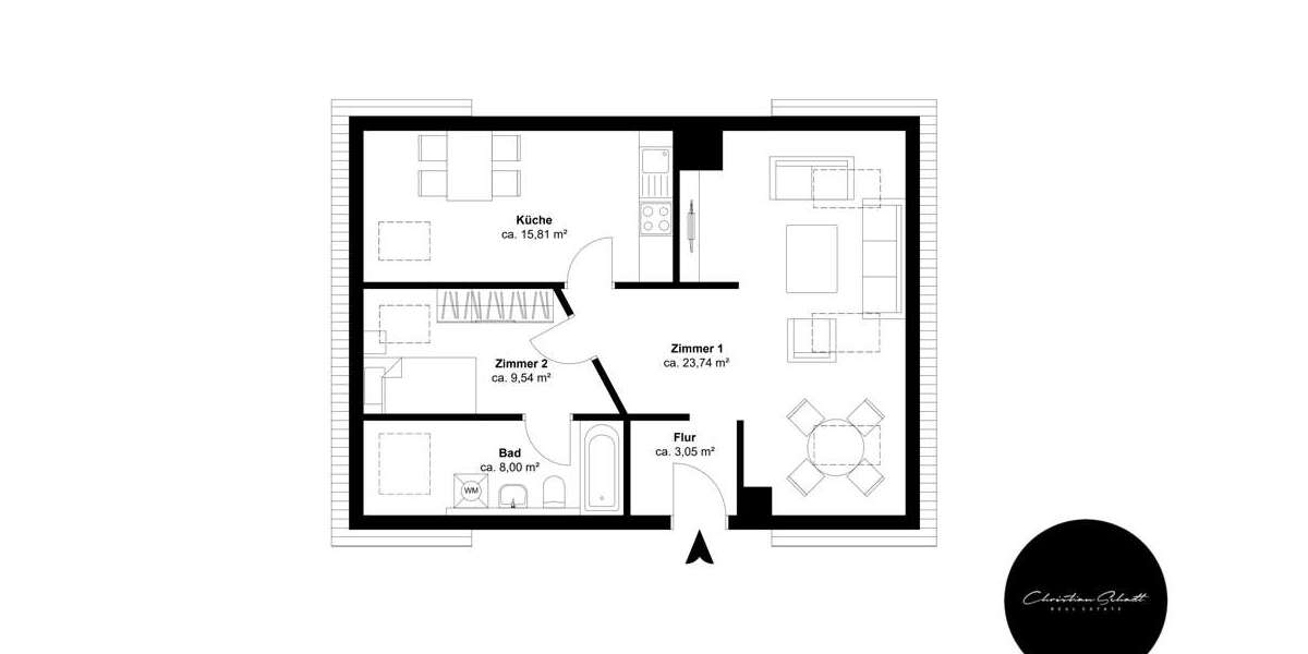 Etagenwohnung Leipzig Zentrum-West - 2 Zimmer, 60 m&sup2;, 640&euro; | Angebot:25773648